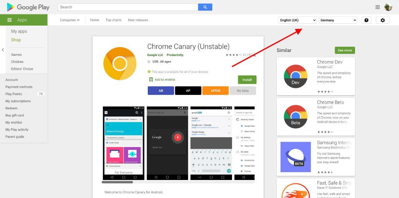 Google Play is testing a new Install button where you can select the device  as on the web version