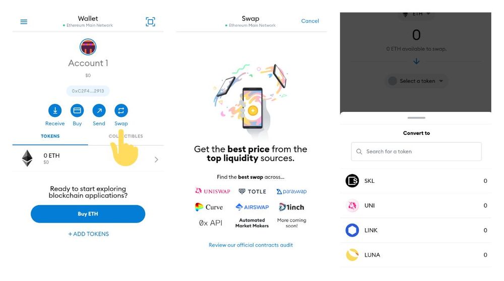 How to Swap your crypto assets directly on the Metamask wallet app