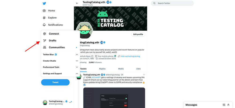 Twitter for Web introduces Live Spaces widget, Drafts link, and ...