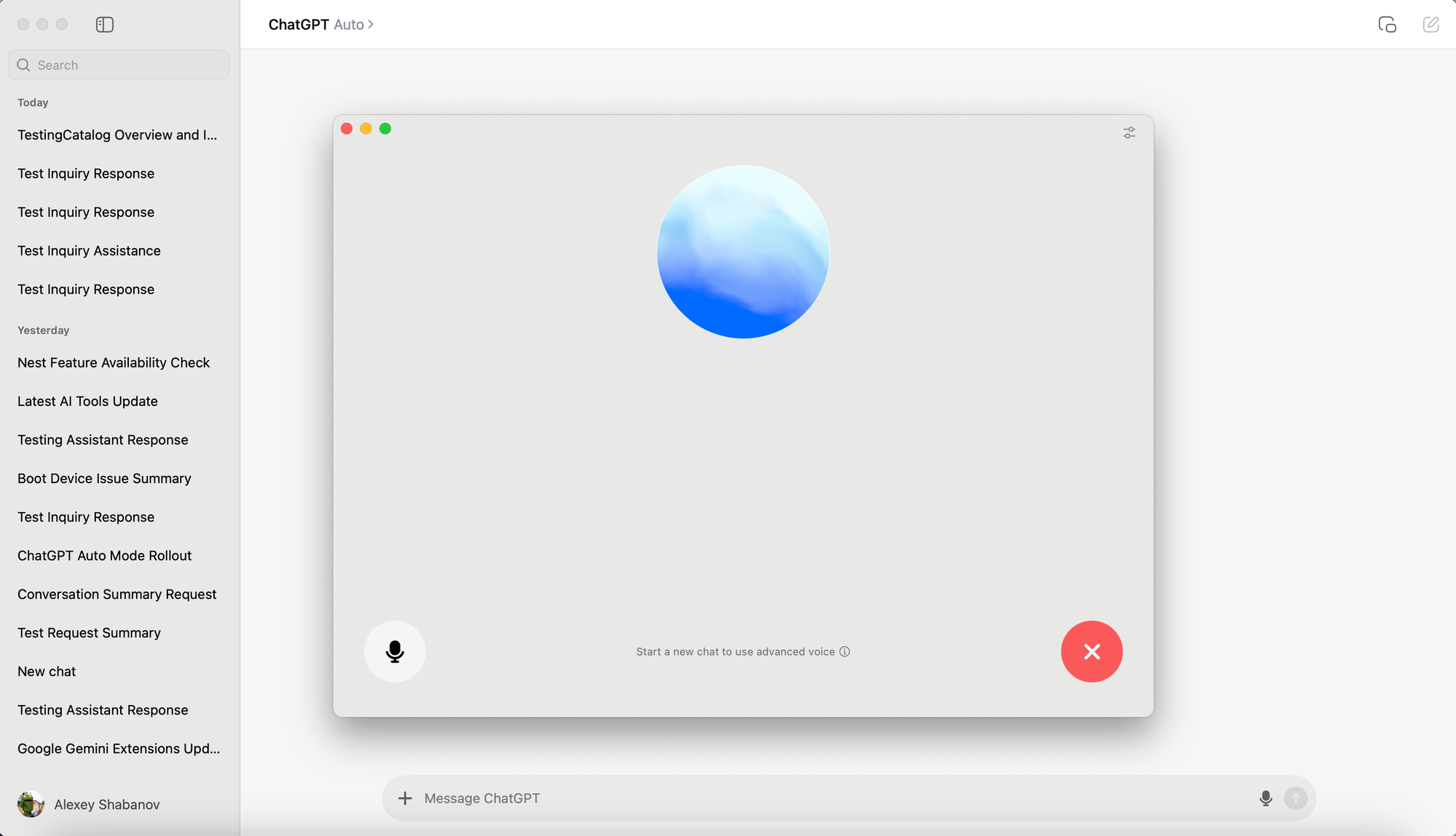 ChatGPT MacOS new voice mode UI