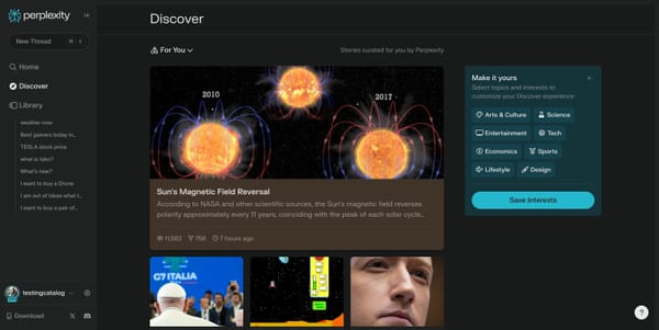 A new Perplexity Discover feed
